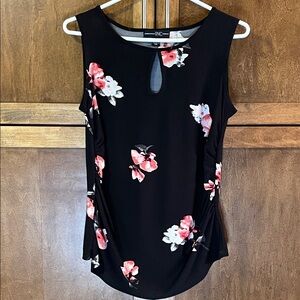 INC International Concepts Black and Pink Floral Blouse